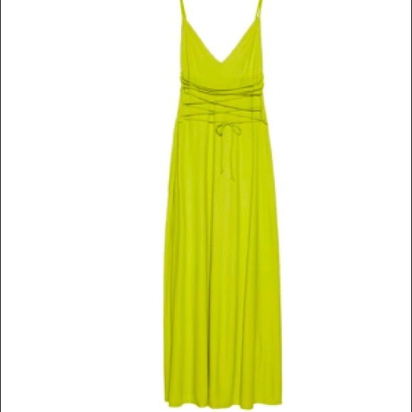 Zara Dresses & Skirts - Zara lace up corsage lime maxi dress S